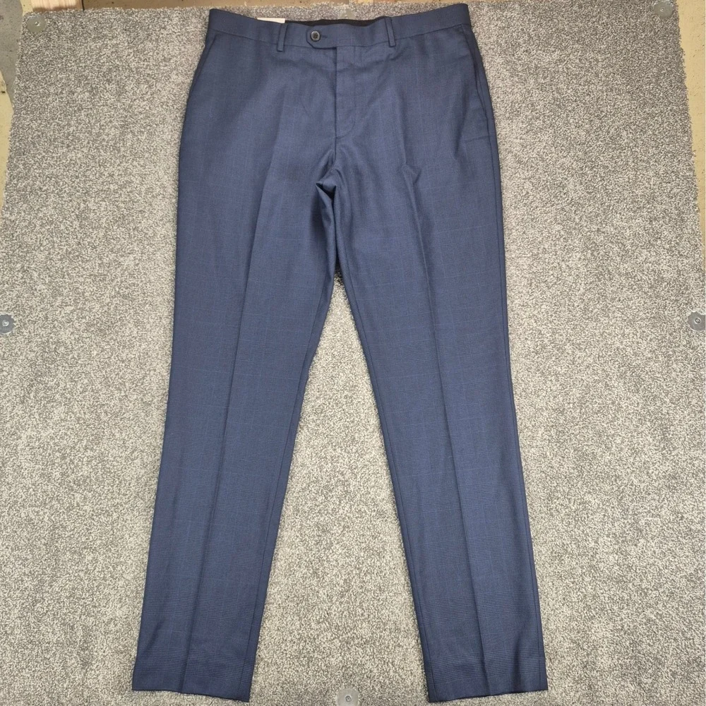 NWT Banana Republic Suit Mens 46L Blue Glen Plaid Prince of Wales Wool Blend